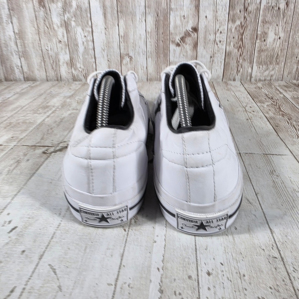 Converse One Star Perforated Leather Low Top White Black Sneakers 158464C 10.5W - Picture 3 of 8